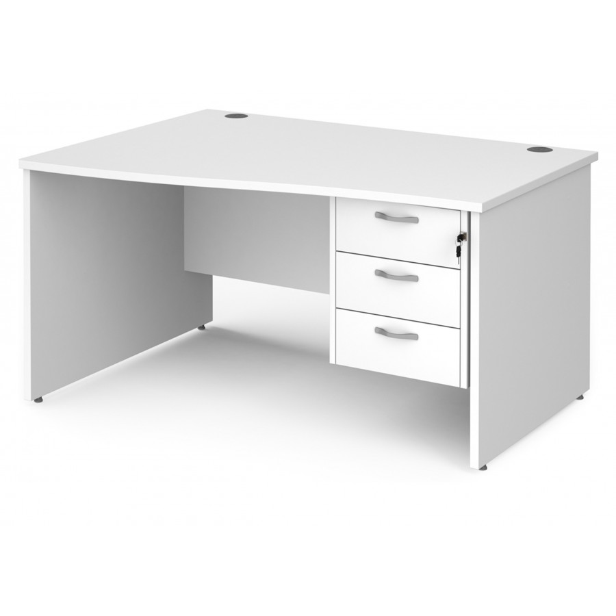 Maestro Panel End Wave Desk with Three Drawer Pedestal